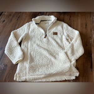 Shelly Cove S Cozy White Sherpa Quarter Zip Pullover Sweater #SaveTheTurtles